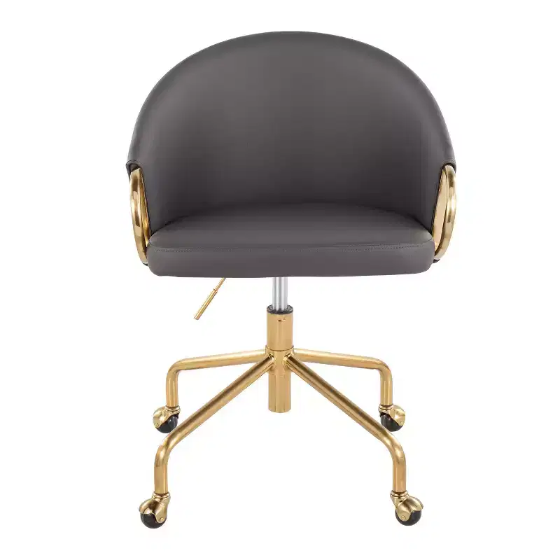 Okak Executive Office Chair with Adjustable Height, Desk Chair with Golden Armrest and Base, Criss Cross Chair for Home, Office