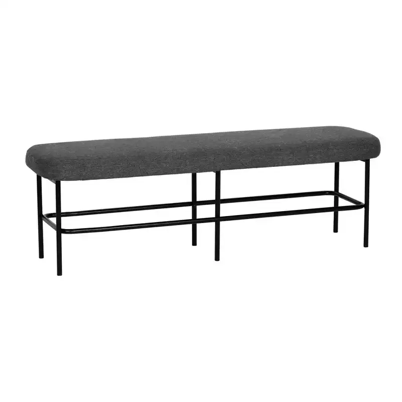 Storied Home Modern Fabric Upholstered Bench Charcoal Gray/Black