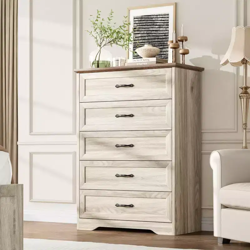 Dresser, Wooden Dresser for Bedroom, Anti-Tip Device, Metal Handle, Modern Storage Organizer, for Living Room, Bedroom