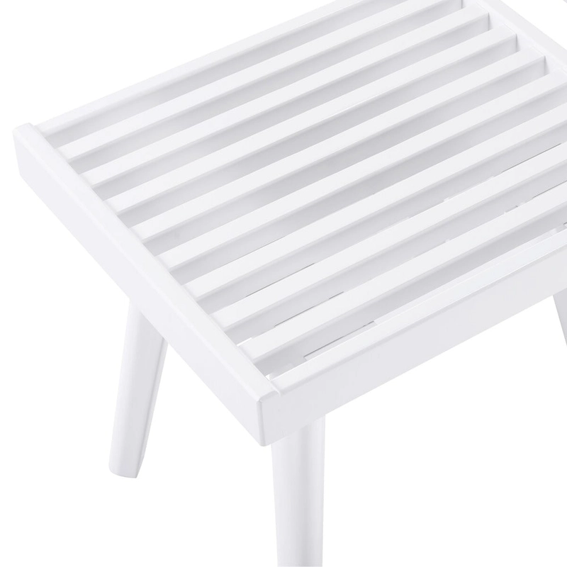 Roundhill Furniture Larwich Solid Wood Slatted Bench, White - 19W x 16.50D x 17.50H