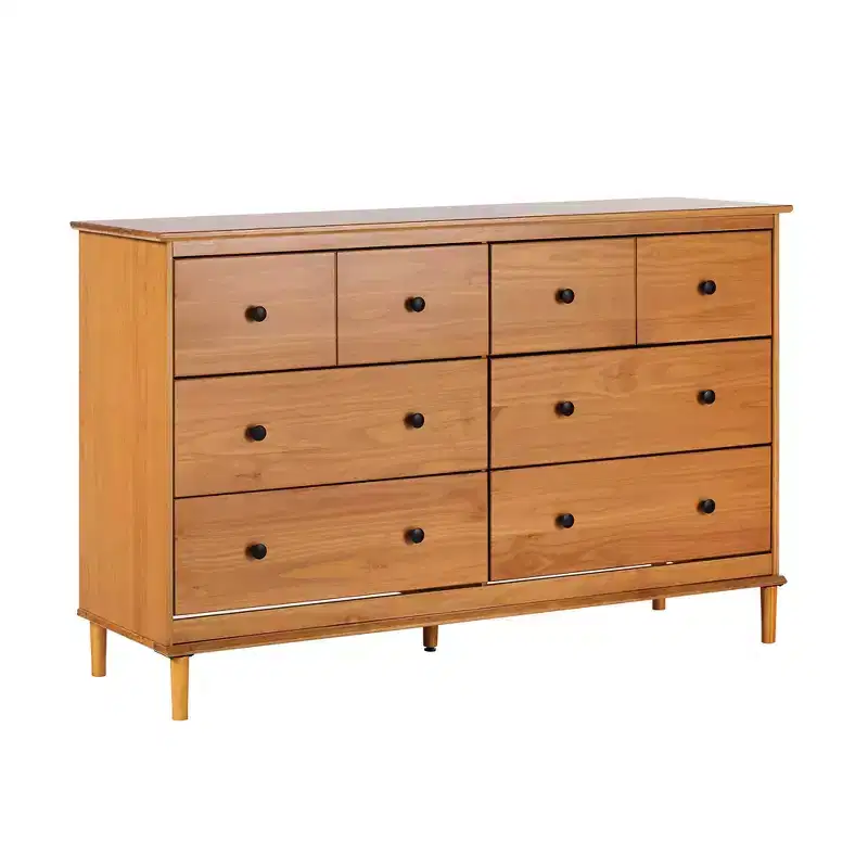 Classic Mid-Century Modern Horizontal 6 Drawer Dresser