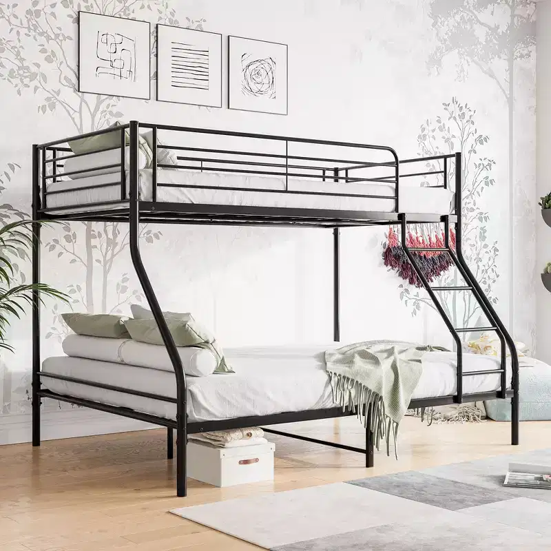 Heavy Duty Twin-Over-Full Metal Bunk Bed with Safe Guardrail