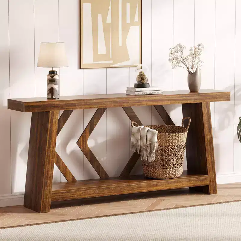 70.9 Inch Console Table with 2-Tier Storage, Narrow Entryway Table, Farmhouse Sofa Table for Hallway Living Room