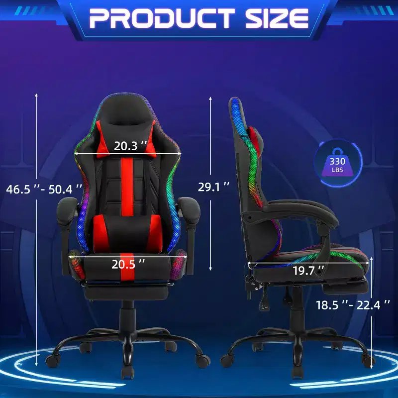 Gaming Chair With Massager & Footrest