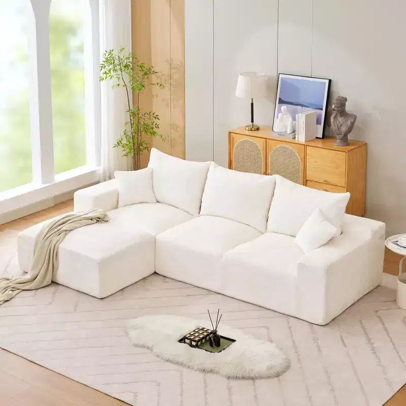110'' Modular Sectional Sofa  L-Shaped Cloud Couch with Chaise, Deep Seat Chenille Sofa, No Assembly