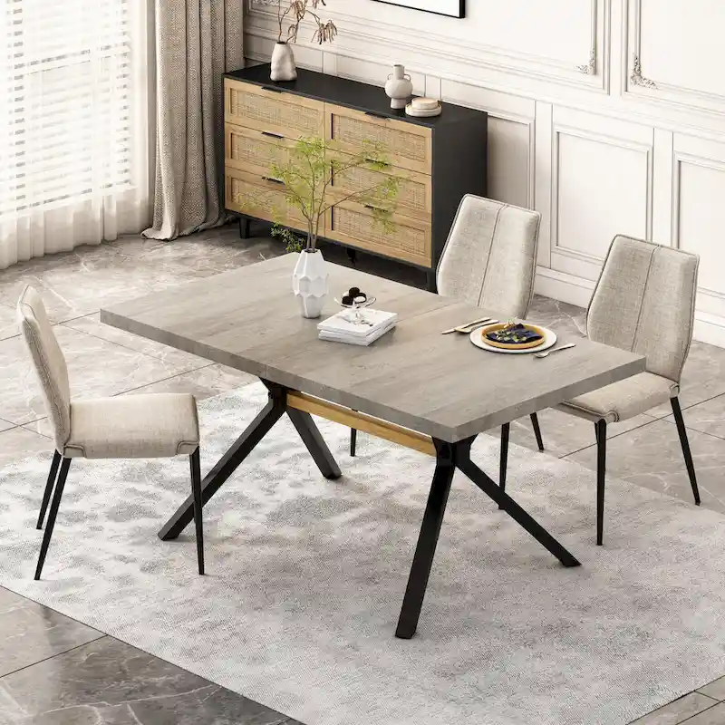 Retro Rectangular Dining Table with Carole Top and Black Embossed Center Plate