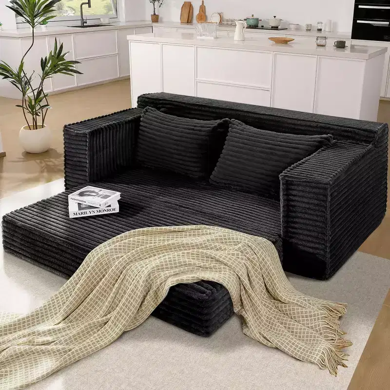 Convertible Sofa Bed, Boneless Couch Bed with 2 Pillow, Folding Pull Out Couch, Loveseat Sleeper Sofa, Futon Couch for Living Room Bedroom