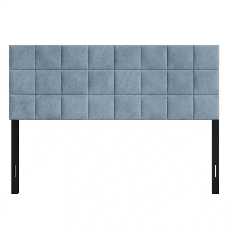 Square Stitching Velvet Upholstered Headboard