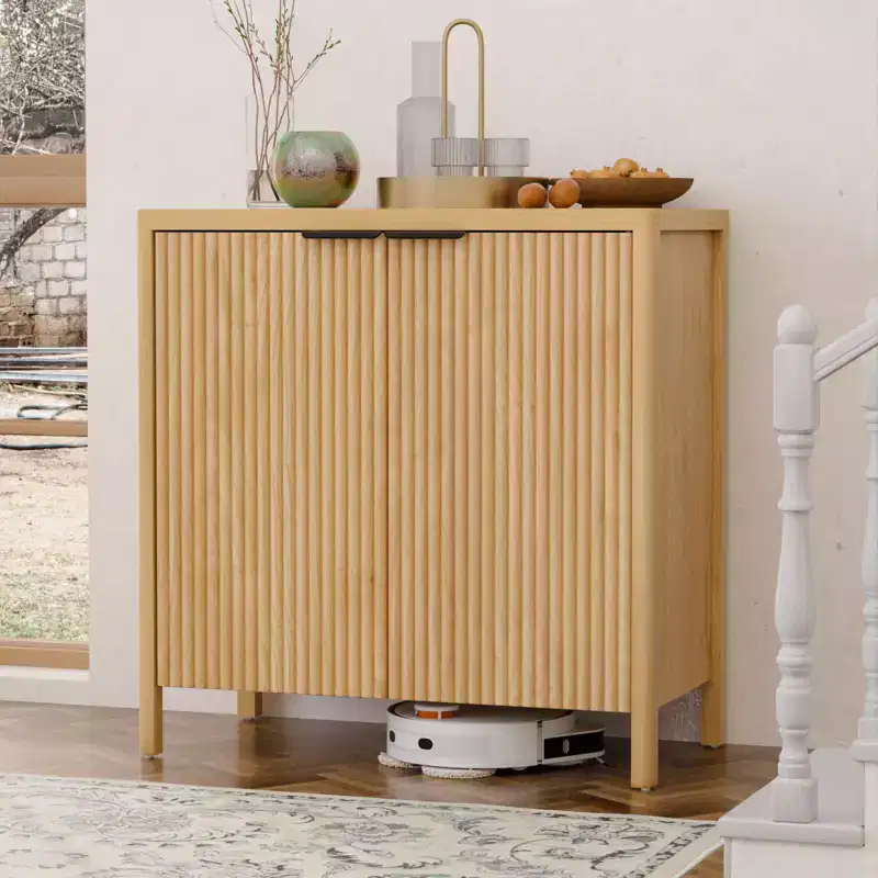 2-Door Fluted Buffet Sideboard Cabinet with Adjustable Shelf