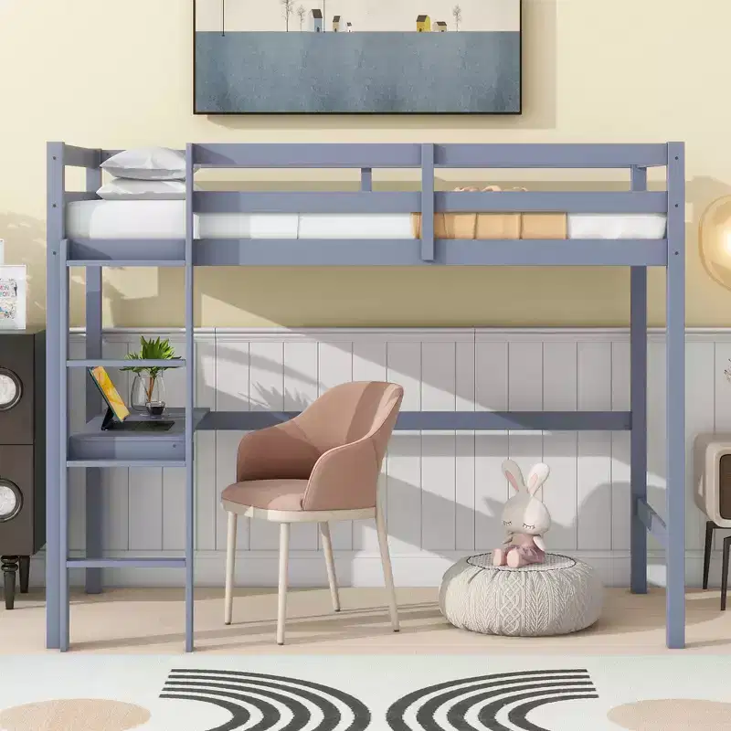 Twin Bunk Bed Safety Rail No Box Spring Needed Solid Pine Wood