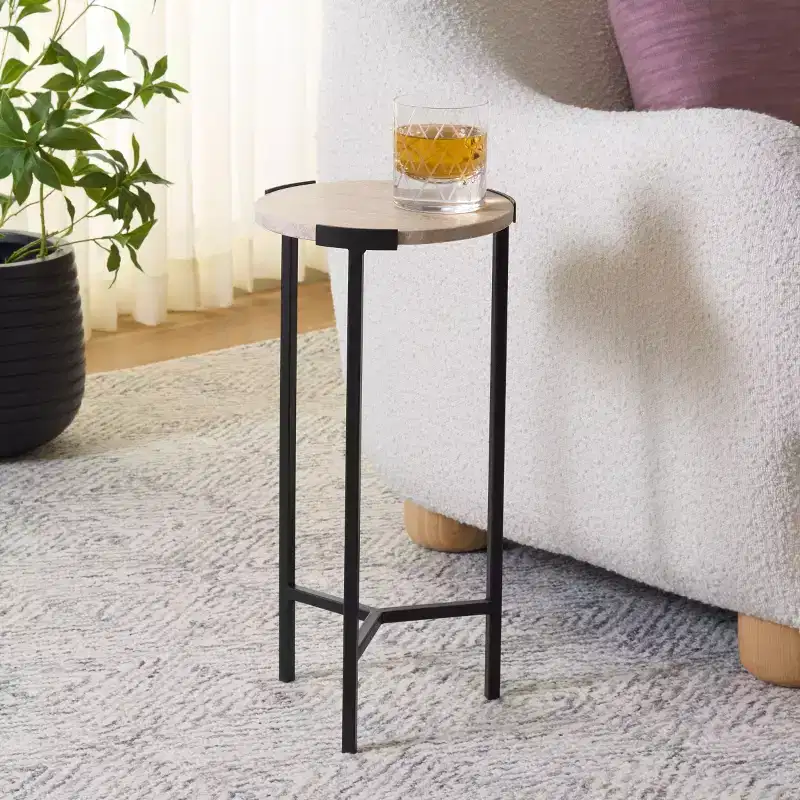 Abama Marble Side Table - ACC5516 - Ivory/Black - Safavieh