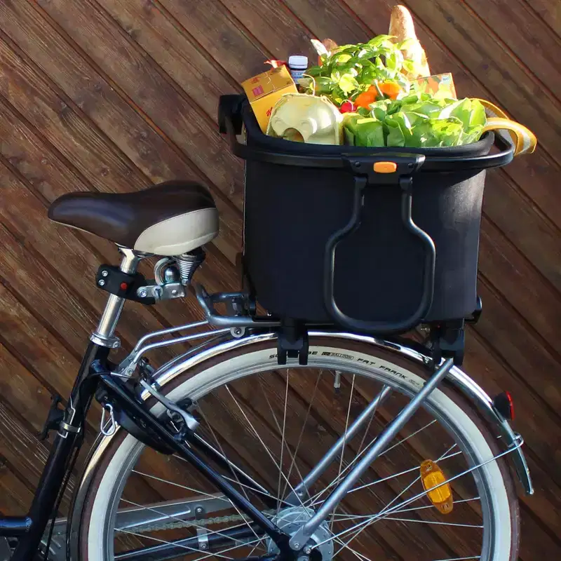 My Duque: MULTI Bicycle Pannier Basket - Melange Black Shopping Utility Cart