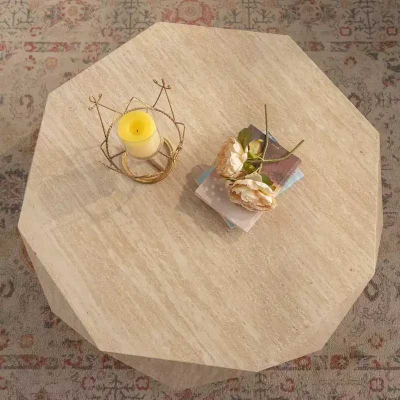 GDFStudio Beaufort Modern 37.4 Irregular Drum Fir Wood Coffee Table
