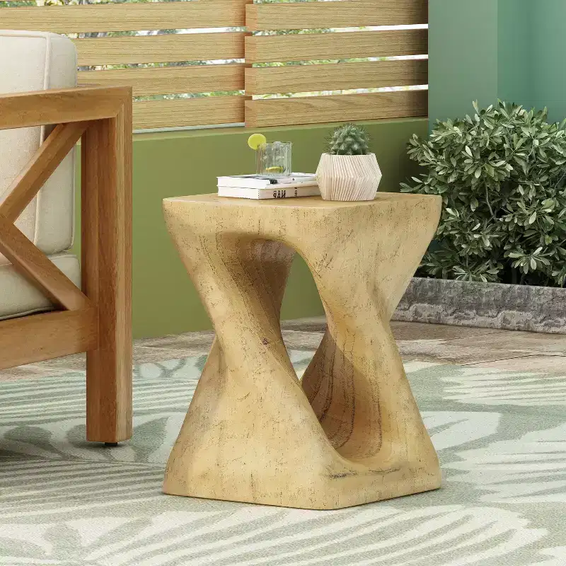 Twist Console Table – Wood-Like Texture, Natural Color, Living Room Accent