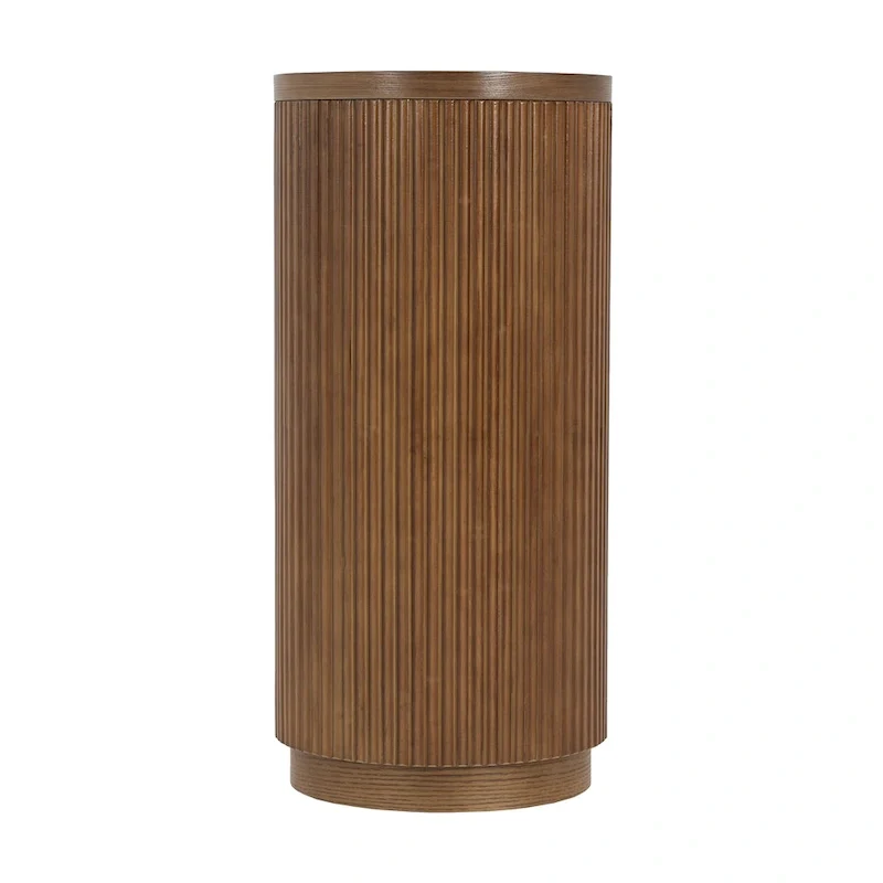 Console Table with Open Shelves and Fluted Wood Veneer
