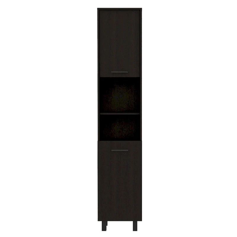 Pantry with 2 Cabinets and 2 Open Shelves, Aluminum Handles and Hinges - N/A