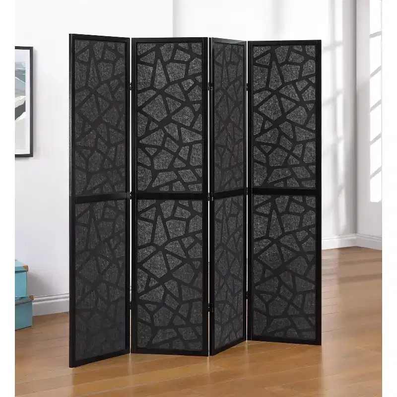 Roundhill Furniture Aurra 4-Panel Wood Room Divider, Folding Portable Partition Screen