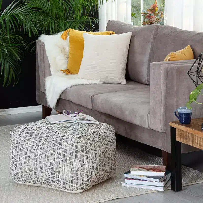 Lafayette Square Pouf Black/Ivory