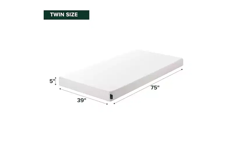 Zinus 5 Twin Cooling Essential Memory Foam Mattress, Fiberglass-Free, Medium Feel, Breathable Cooling Layers, Certified Safe Materials