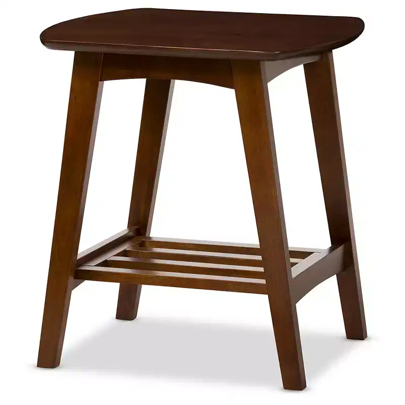 Sacramento Mid-century Modern Scandinavian Style End Table: Rubberwood Material, Angled Legs - Baxton Studio