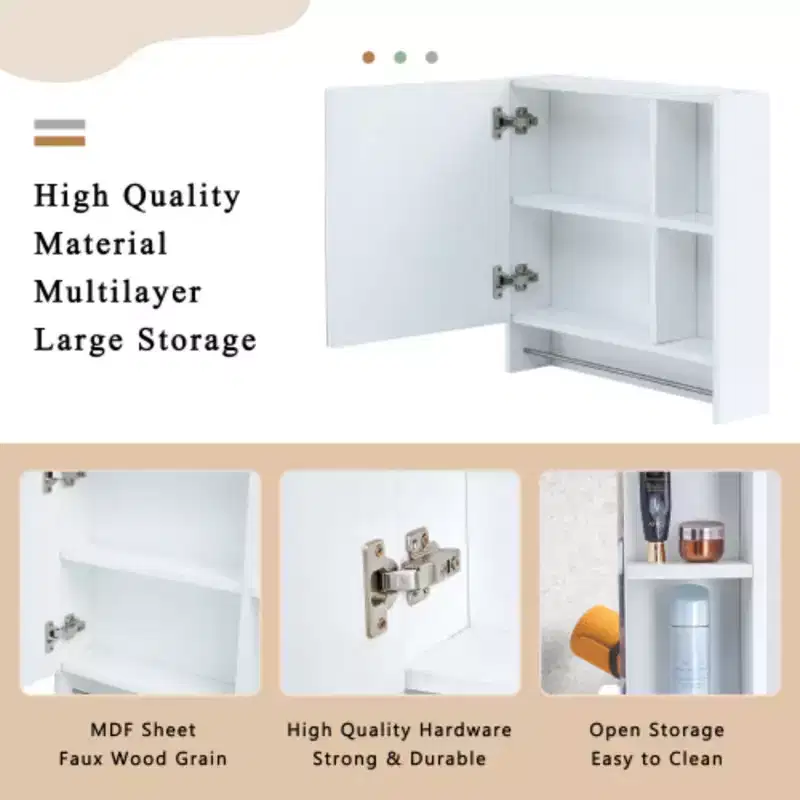 Bathroom Mirror Cabinet Wall Mounted,Medicine Cabinet,Over The Toilet Storage Cabinet with Shelves