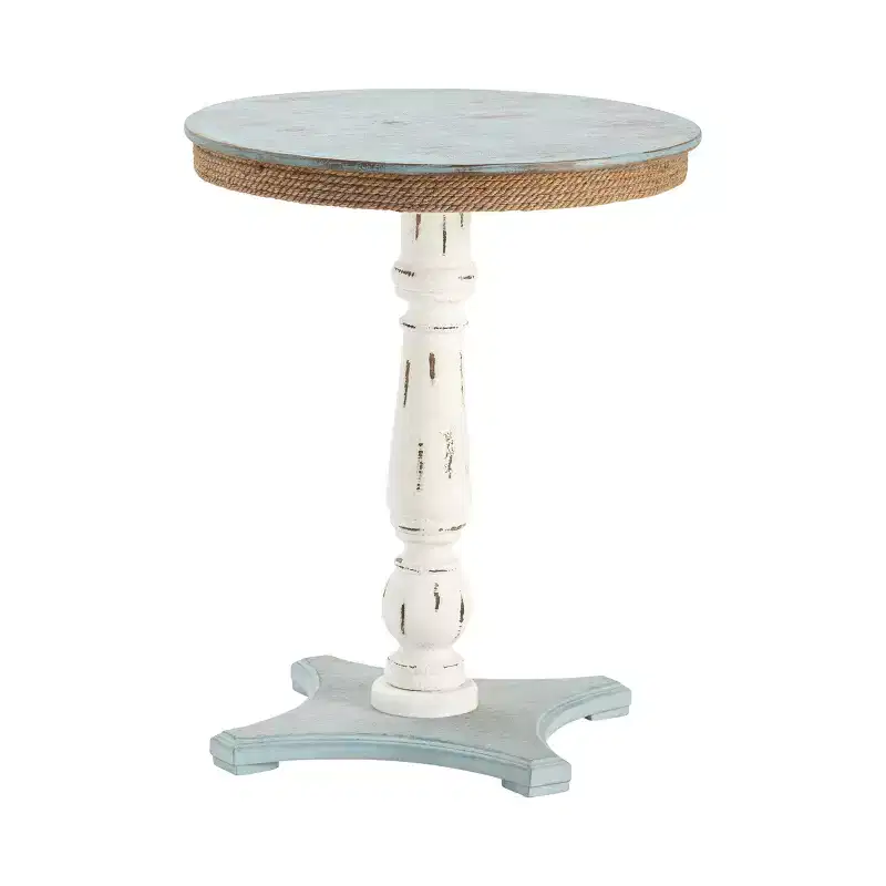 Crestview Collection Round Blue Solid Wood Accent_End Table