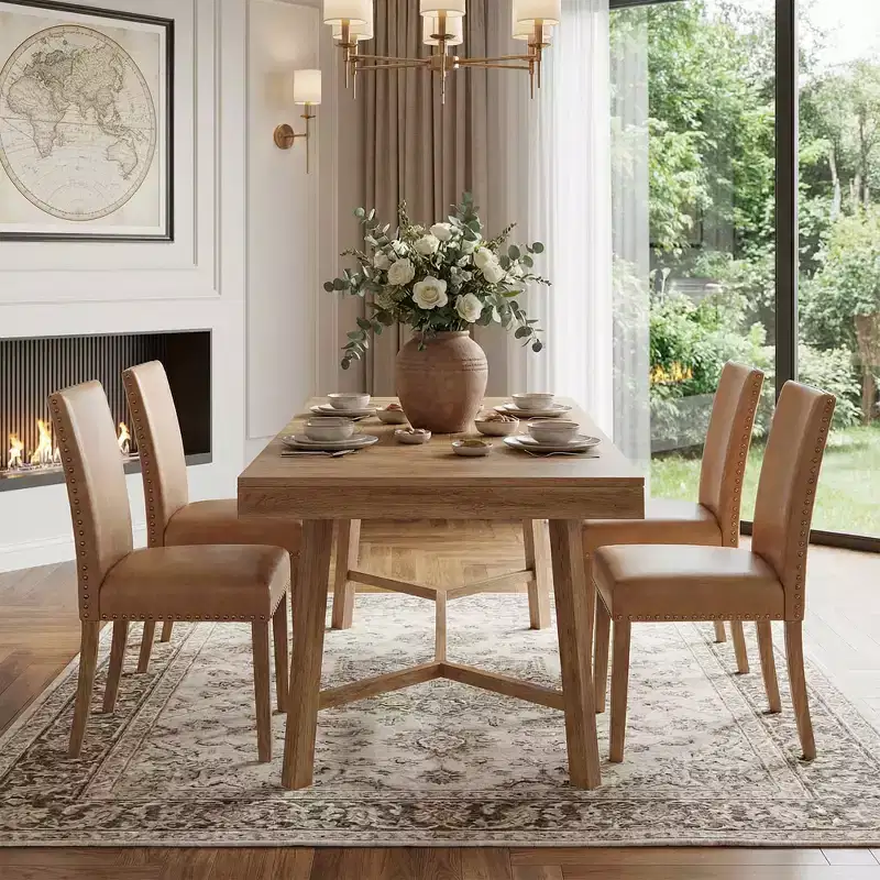 70.9 Rustic Farmhouse Dining Table, 6-8 Seater Kitchen Table, 300 lbs Capacity MDF Table, Multifunctional for Home Office & Conference Use