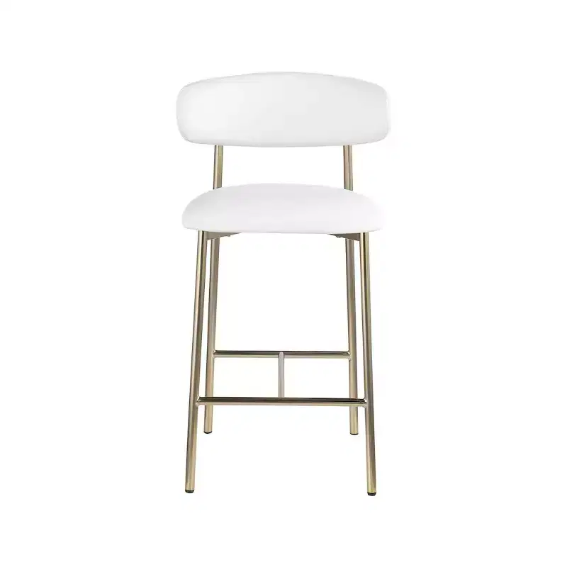 Meridian Furniture,Lupita White Vegan Leather Counter Stool, Set of 2