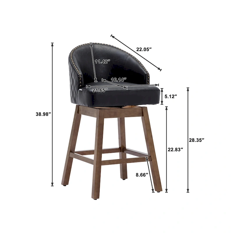 Swivel Wood Counter Height Bar Stools with Footrest (Set of 2)