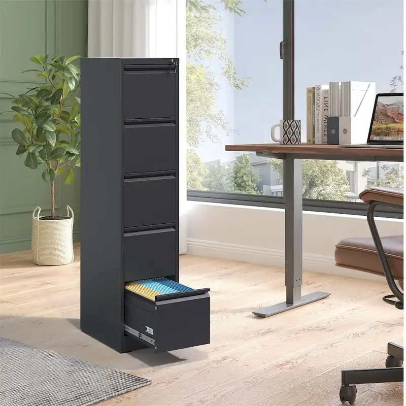 5 Drawer Vertical File Cabinet w/Lock Office Home Steel File Cabinet