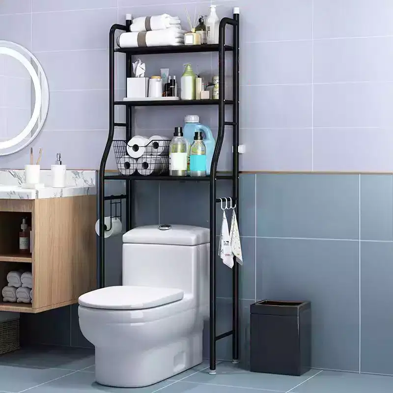 Over The Toilet Storage, Metal Over Toilet Organizer Rack With Removable Towel Hooks, Paper Holder, Bathroom Organizer Over Toilet, Easy Assembly