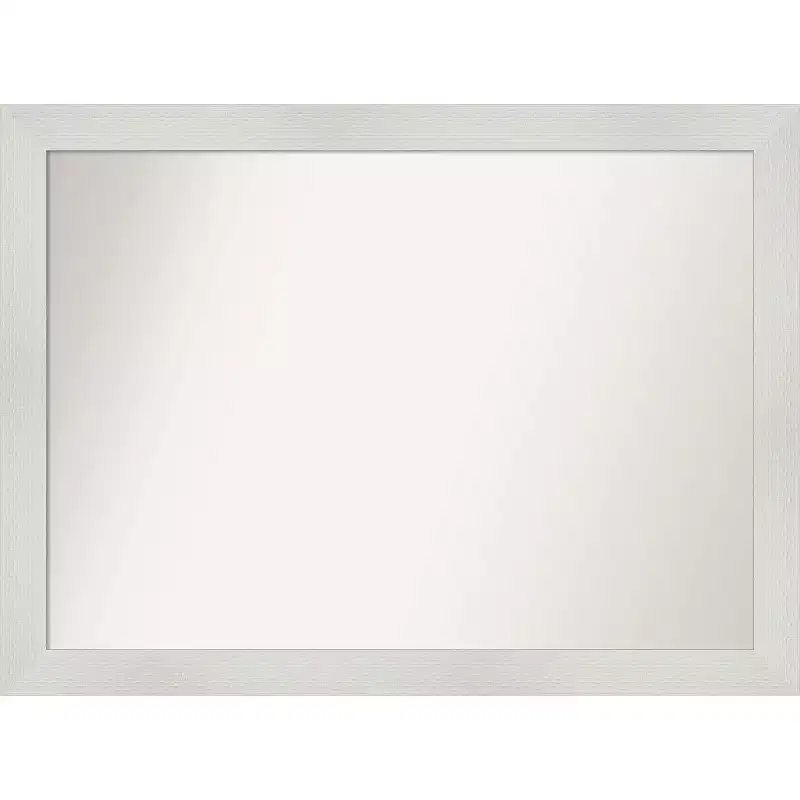 43" x 32" Non-Beveled Mosaic Bathroom Wall Mirror White - Amanti Art: Modern Style, Polystyrene Frame, Wall Mounted