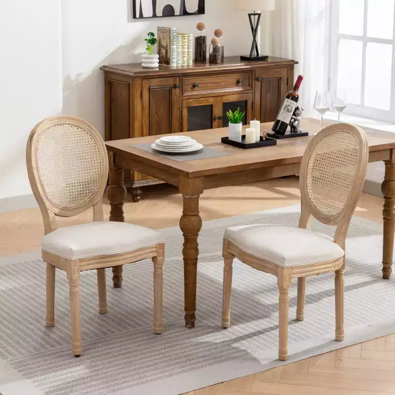 2 Piece Mid Century Upholstered Chairs, Modern Dining Chairs with Breathable Backrest, Wood Frame, for Living Room, Kitchen, Dining Room