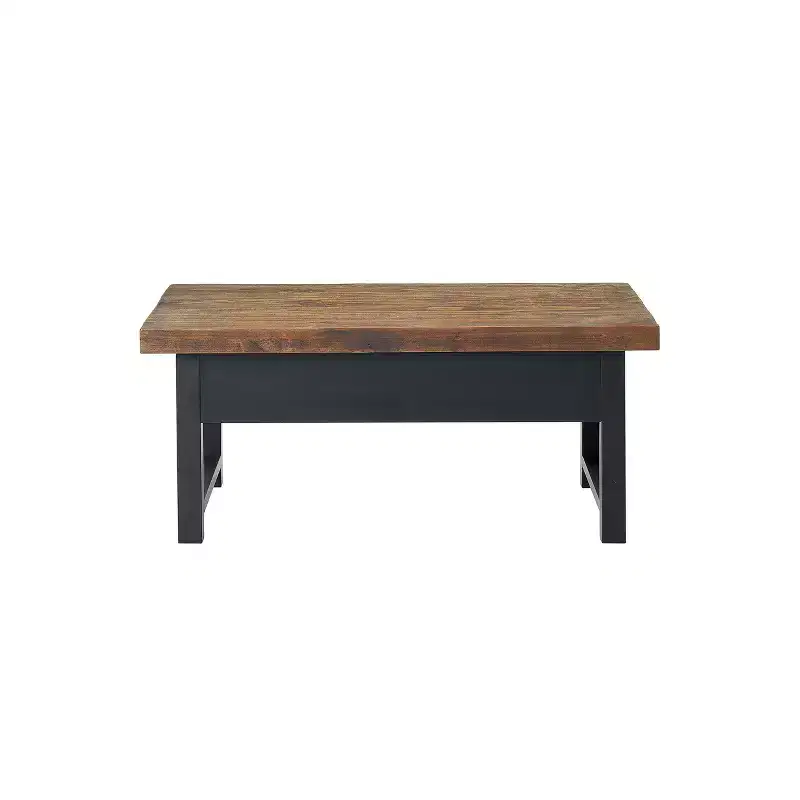 42" Pomona Coffee Table: Rustic Lift-Top Storage, Distressed Pine Wood, Industrial Style, Black Frame