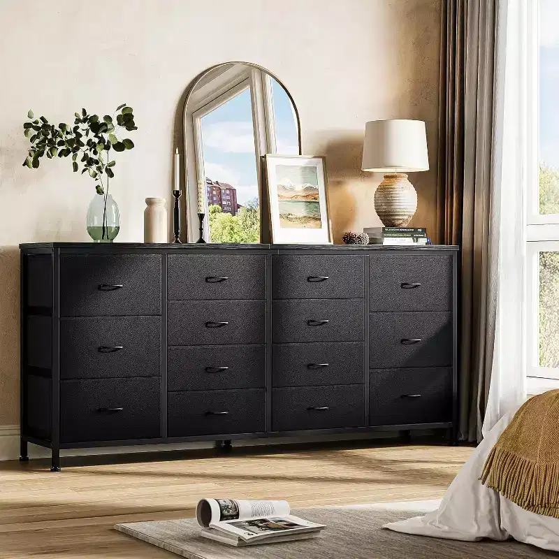 14 Drawer Dresser, 63 Inch Dresser TV Stand with Power Outlet