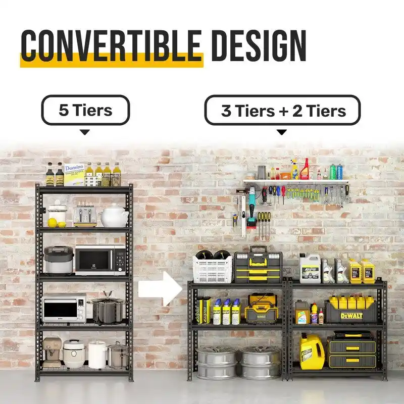 5-Tier Adjustable Metal Shelving Unit Heavy Duty Garage Industrial - N/A