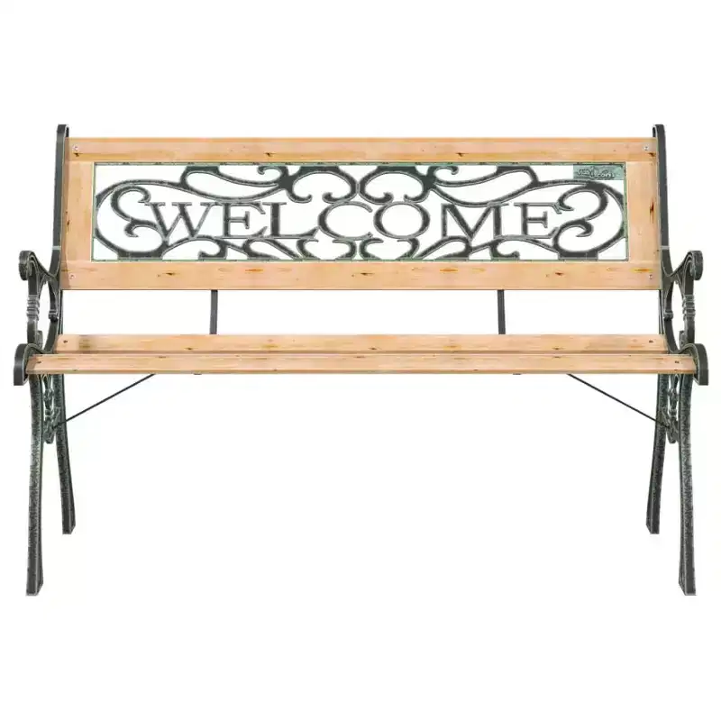 vidaXL Garden Bench Wood Brown, Black Wood, Wrought Iron, PVC Standard