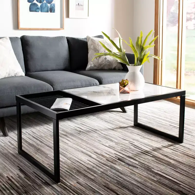 Zuri Coffee Table - COF6200A - White/Black - Safavieh
