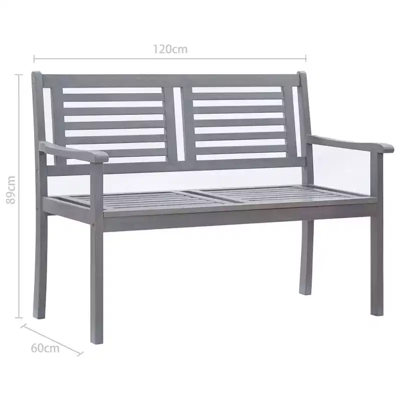 vidaXL Bench Grey Solid eucalyptus wood Medium Durable Garden Bench