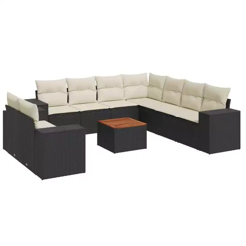vidaXL Patio Sofa Set with Cushions Outdoor Furniture 10 Piece Poly Rattan