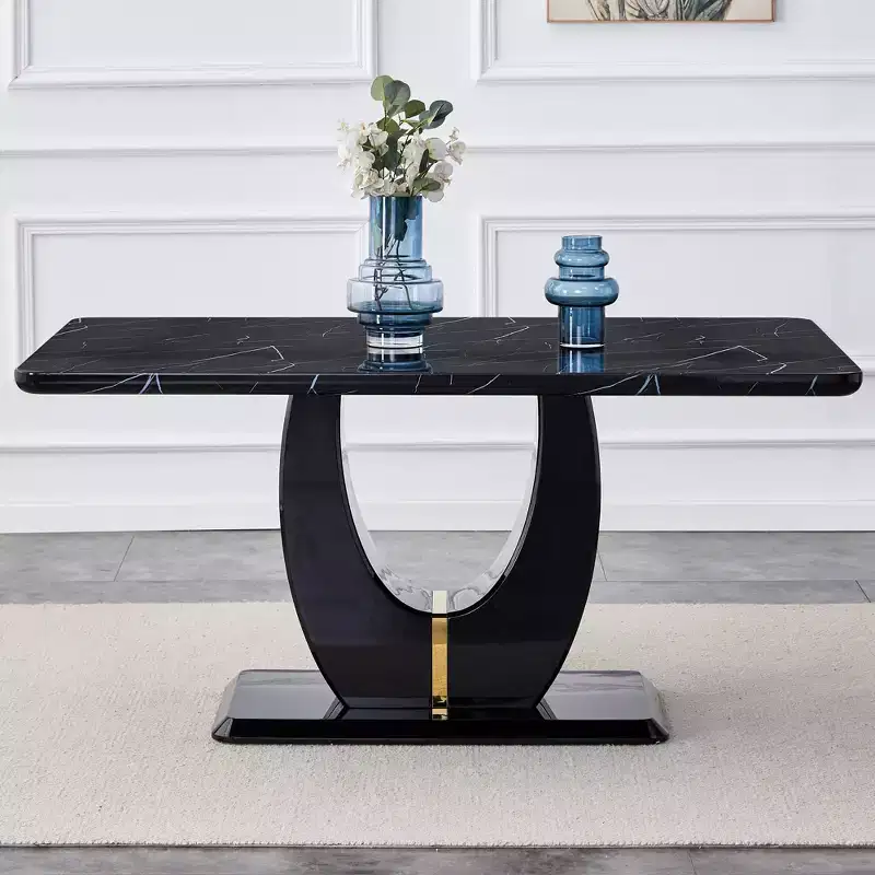 GDFStudio Takumi Modern Wooden Dining Table with Imitation Marble Grain
