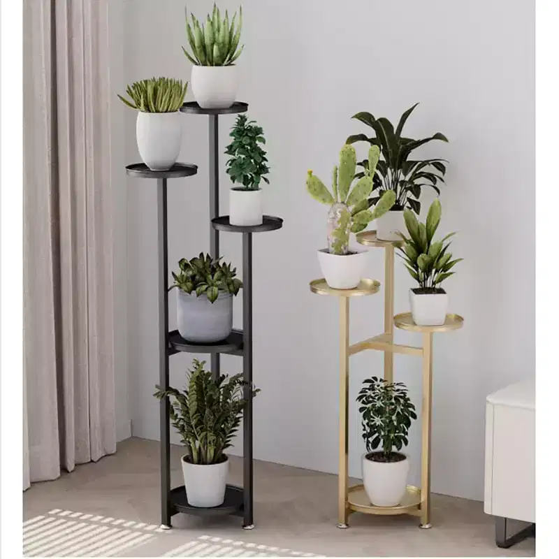 Multi-Layer Tall Metal Plant Shelf for Indoor Corner Anti-Slip Feet, Heavy Duty Tiered Stand for Living Room, Balcony, Patio