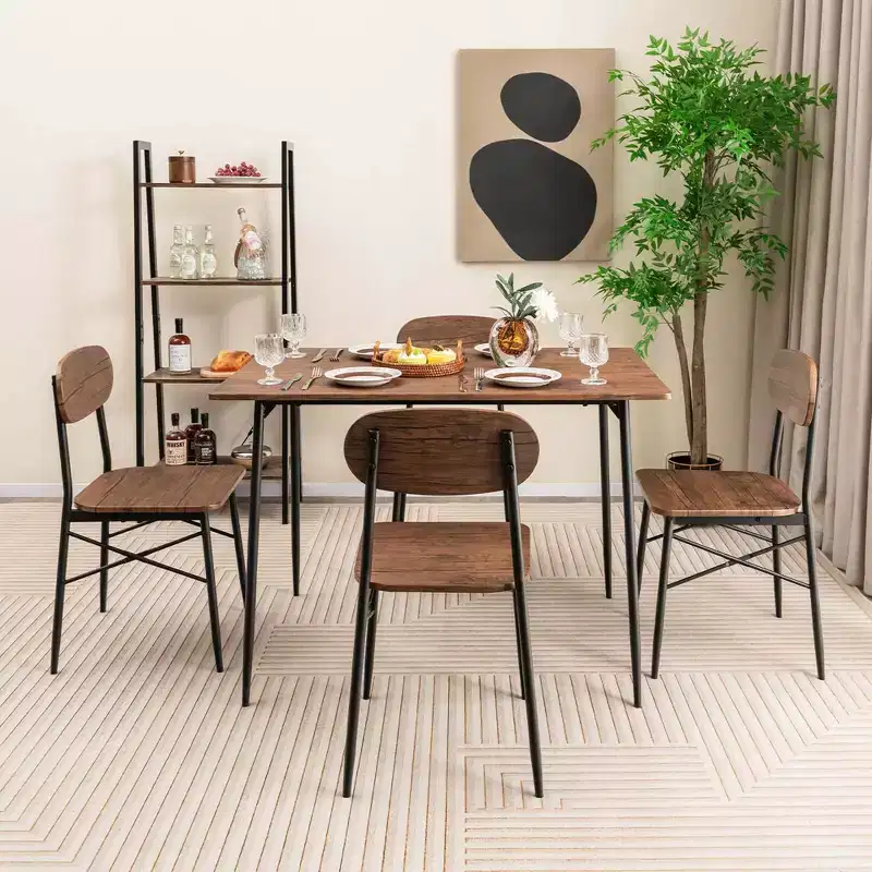 5-Piece Dining Table for 4 Modern Kitchen Dining Room Furniture