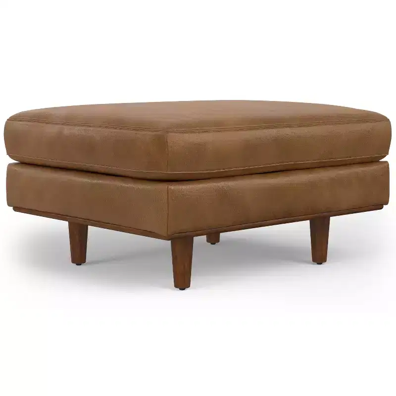 Brixley 33 inch Wide Mid-Century Modern Table Ottoman in Genuine Leather