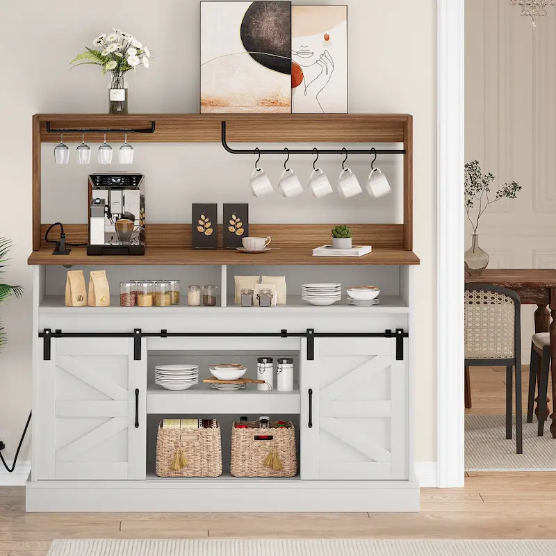 52 Farmhouse Coffee Bar Cabinet Wine Buffet Cabinet Kitchen Sideboard Buffet Cabinet