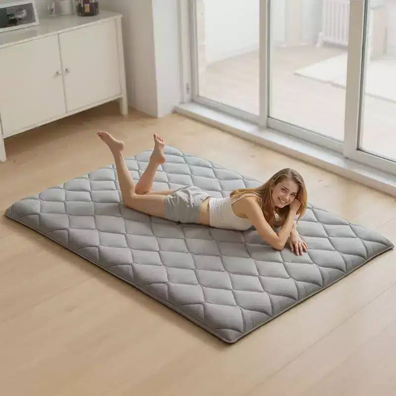 VEVOR Japanese Tatami Mat, Full Size Foldable Japanese Tatami Mattress, Futon Mattress with Storage Bag, 9-Layer Floor Mat, 80 x 54 x 3.5 in, Gray
