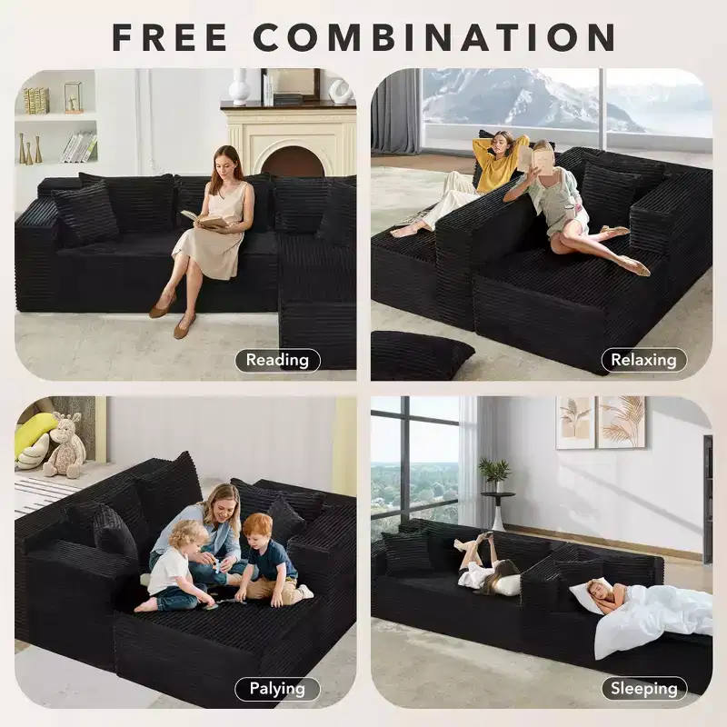 Modular Sectional Sofa - Couch with Chaise, Corduroy Couch, l Shaped Couches for Living Room