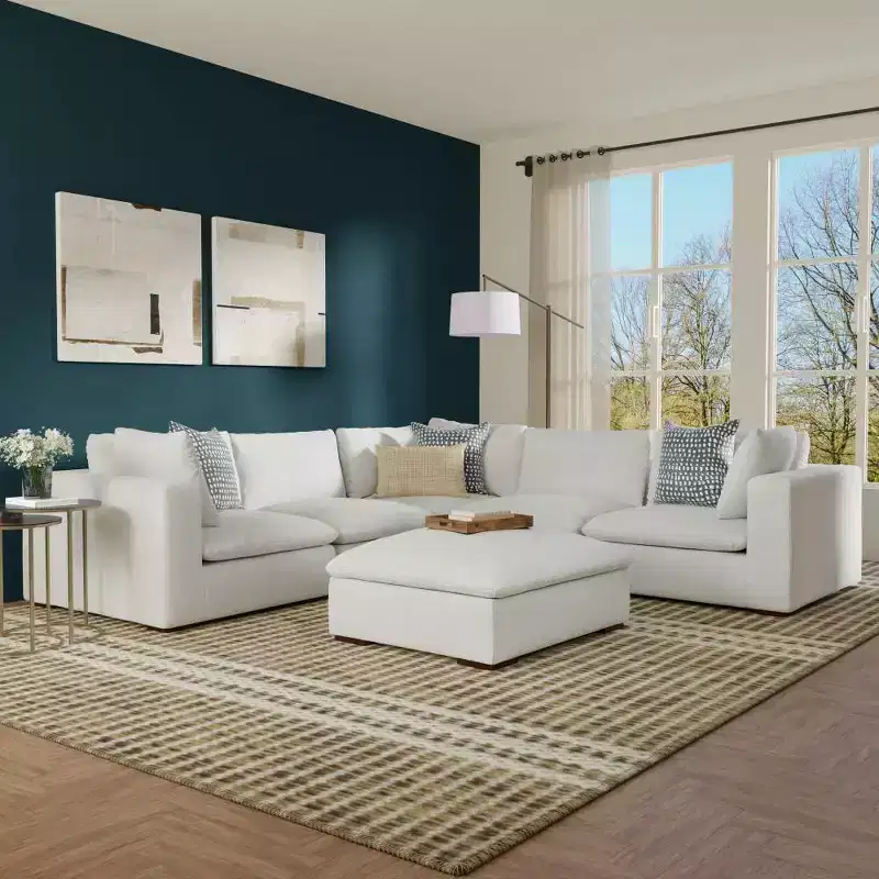 WyndenHall Marlee Corner Sectional and Ottoman Cloud Gray