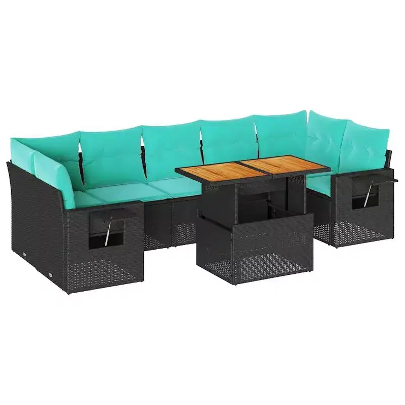vidaXL Patio Sofa Set with Cushions Poly Rattan