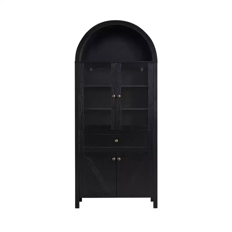 Zeus & Ruta 71.65 Vintage Arch Kitchen Pantry Cabinet with Adjustable Shelves, Multi-Functional Storage